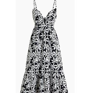 NWT Black and White Floral J Crew Factory Front Tie Midi Dress (14)